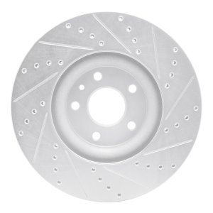 Ford Fusion Brake Rotor (1) - Front Left - R1 Concepts - Drilled & Slotted - Silver - `13-`20